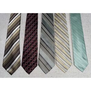 Men's Neck Tie NeckTie LOT of 5 Silk Calvin Klein Croft & Barrow Stripes